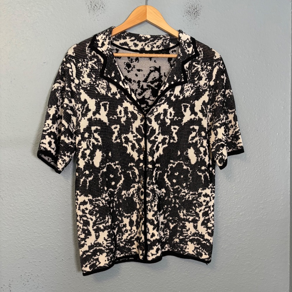Desigual Women's Bandana Fluid Short Sleeve Abstract Print White Black Medium - Picture 2 of 10